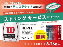 【港北／海老名店限定】Wilsonテニスラケットご購入でストリング『REPEL』無料張り上げキャンペーン